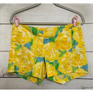 Lilly Pulitzer Shorts Size 6 Yellow Rose Print Back Zipper Preppy Cute Spring